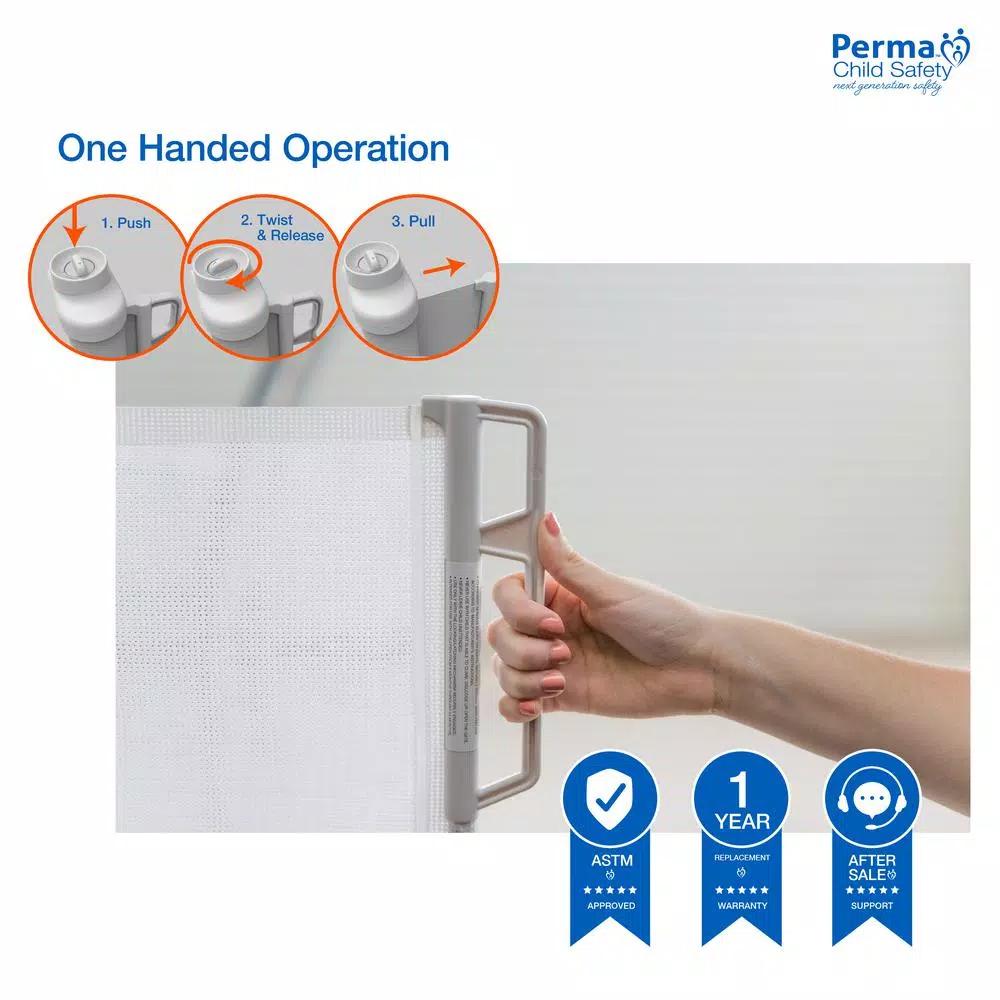Perma Child Safety Extra Tall & Extra Wide Outdoor Retractable Gate, 41 in. H x 71 in. W, White