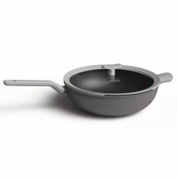 BergHOFF Leo 12.5 in. Aluminum Nonstick Wok with Glass Lid, Grey thumbnail 1