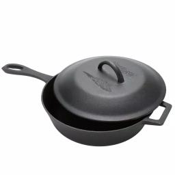 Bayou Classic 10.5 in. Cast Iron Skillet with Lid, Pre-Seasoned Black Skillet Set thumbnail 2