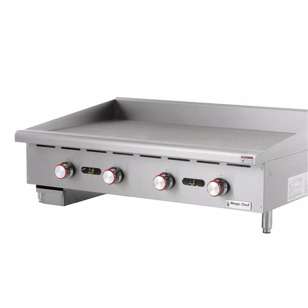 Magic Chef 48 in. Natural Gas Commercial Countertop Griddle, Stainless Steel