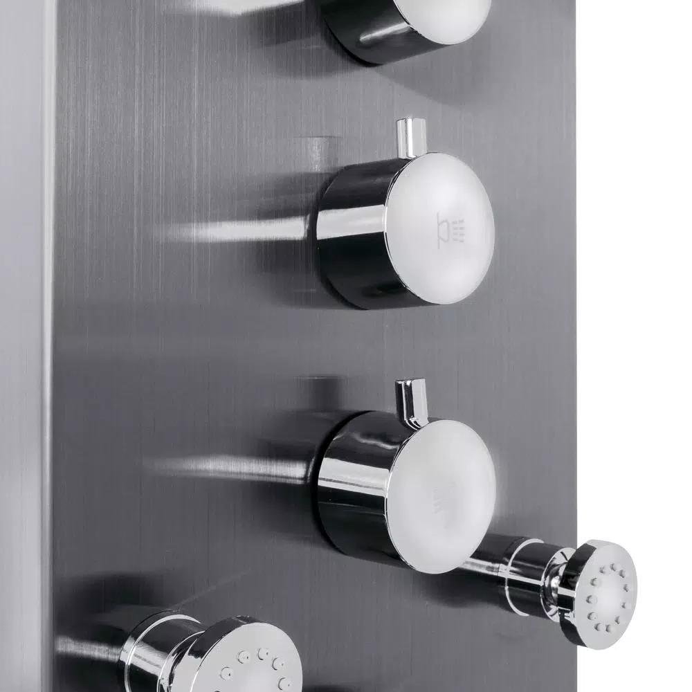 AKDY 65 in. 8-Jet Shower Panel System, Space Gray Brushed Stainless Steel with Rainfall, Waterfall & Wand