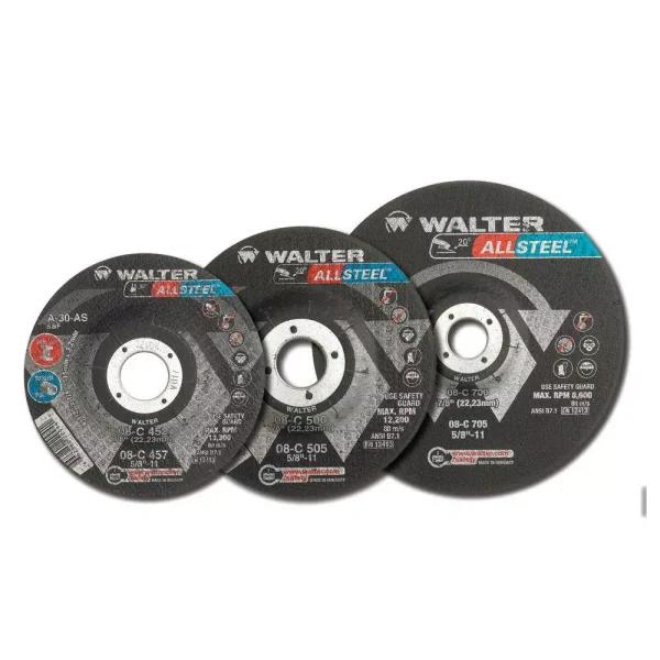 WALTER SURFACE TECHNOLOGIES ALLSTEEL 4.5 in. x 5/8 in. x 1/4 in. T27 24 Grit Grinding Wheels (10-Pack)