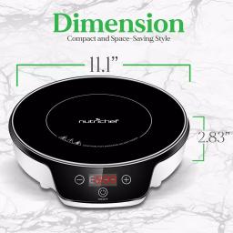 NutriChef 11.1 in. Single Burner Induction Cooktop, 1500W White Hot Plate with Digital Display thumbnail 4