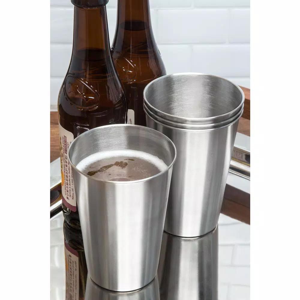 Outset 16 oz. Stainless Steel Beer Cup Set, Set of 4 Reusable Pint Glasses