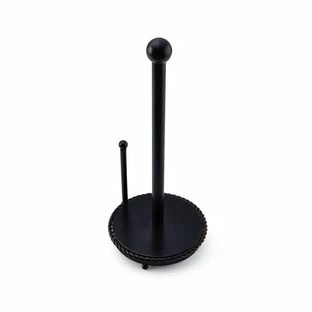 Gourmet Basics by Mikasa Mikasa Gourmet Basics 14 in. Rope Design Wrought Iron Paper Towel Holder, Black
