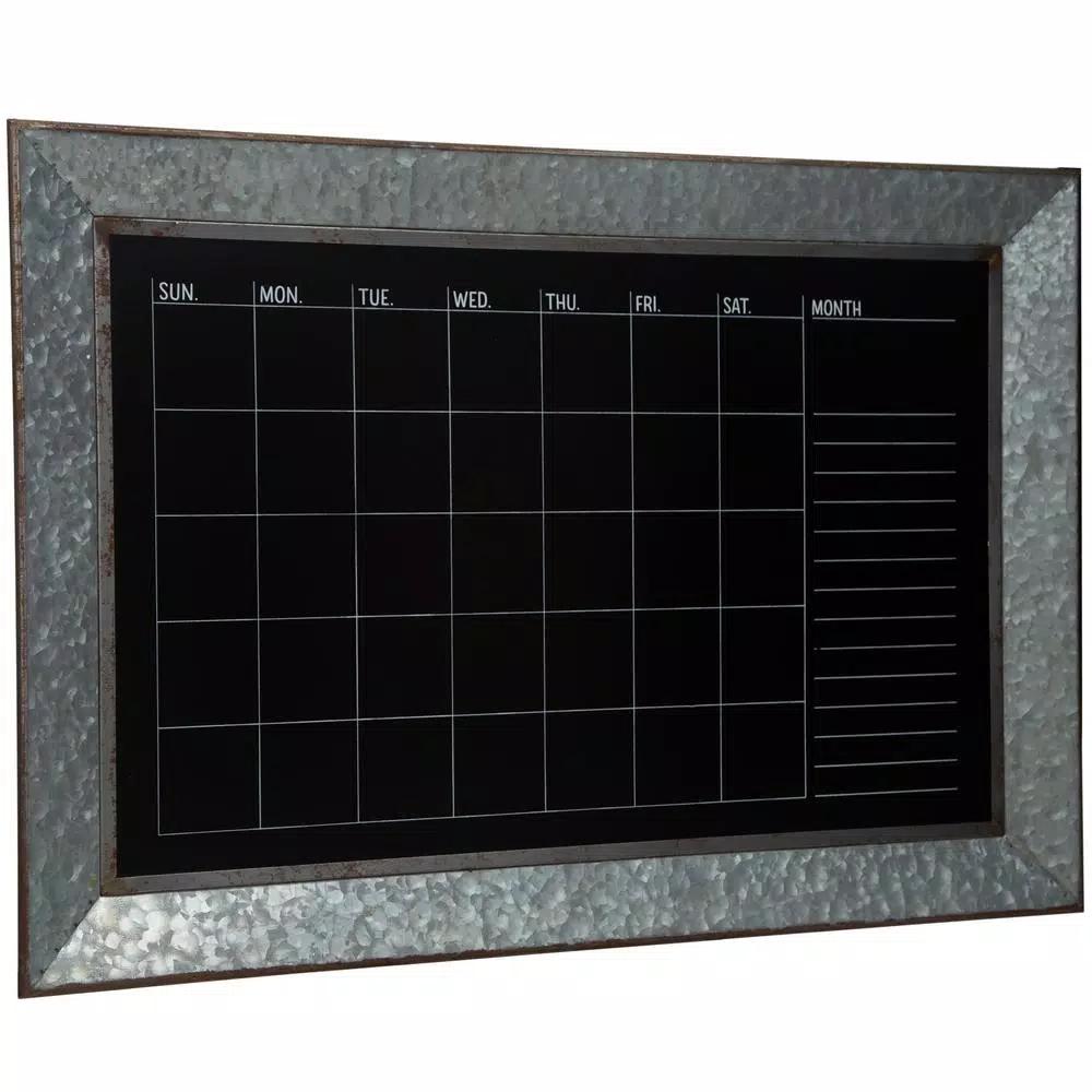 Pinnacle Rustic Galvanized Metal Framed Monthly Chalkboard Calendar Wall Mount Memo Board