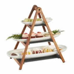 Villeroy & Boch Artesano 4-Piece Tiered Server Set with Porcelain Bowls, Acacia Wood & Slate thumbnail 4