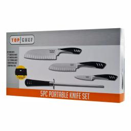 Top Chef 5-Piece Stainless Steel Knife Set with Portable Carry Pouch thumbnail 3