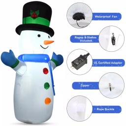 Costway 4 ft. Inflatable Christmas Snowman with LED Lights, Weather Resistant Indoor/Outdoor Holiday Decor thumbnail 6
