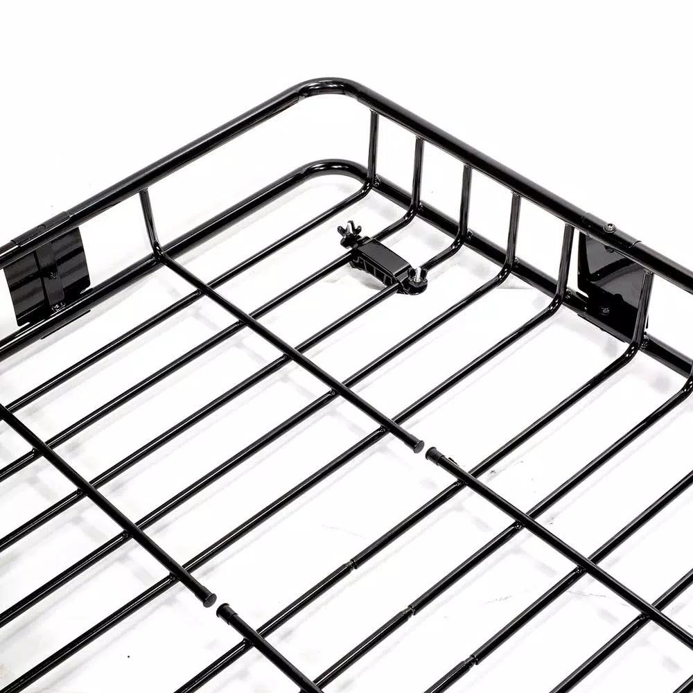 Stark Universal Roof Basket Cargo Carrier with Rack Extensions, 150 lb Capacity, Black