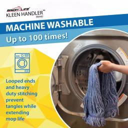 Kleen Handler Heavy Duty Commercial Universal Looped End Cotton Blend String Mop Head Refill, Blue thumbnail 5