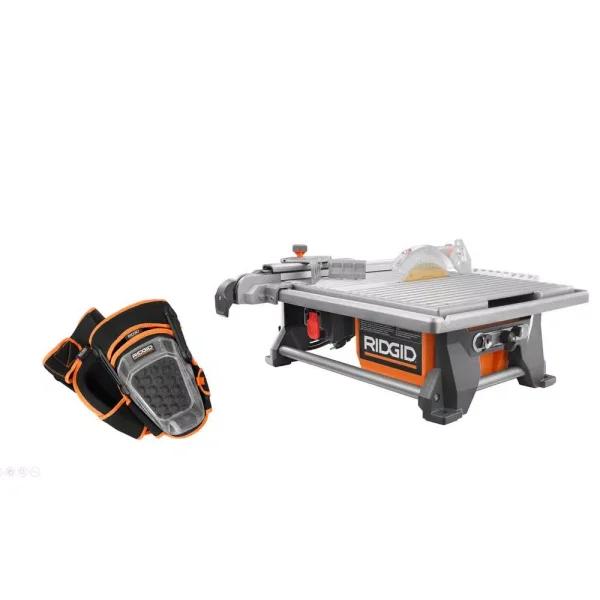 RIDGID 7 in. Portable Jobsite Wet Tile Saw with Stand and Pro-Hinge Stabilizing Knee Pads, 6.5 Amp