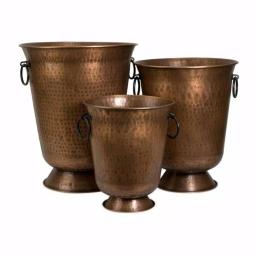 IMAX Meziere Copper Plated Metal Planters, Set of 3 Round Table Vases thumbnail 1