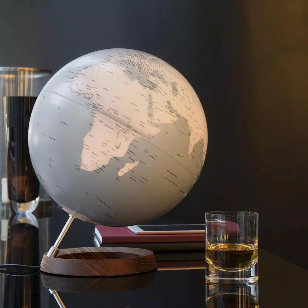 Waypoint Geographic Full Circle Reflection 12 in. Illuminated Desktop Globe with Wood Base and Aluminum Mount