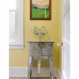 Benzara 32 in. Gray Galvanized Metal Multi-Functional Tub on Stand thumbnail 2