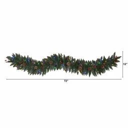 Nearly Natural 6 ft. Pre-Lit Snow Dusted Artificial Christmas Garland with 50 Multi-Color LED Lights thumbnail 2