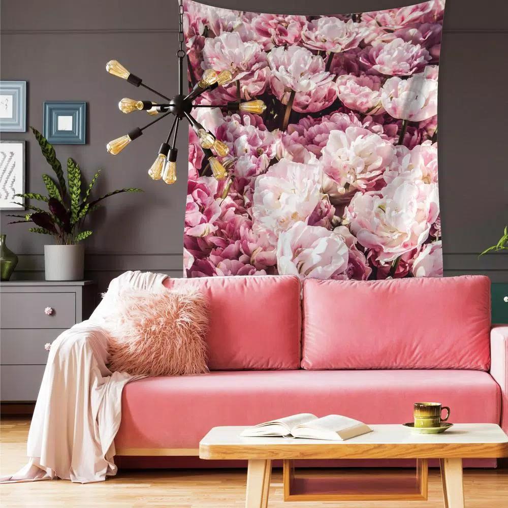 RoomMates Peony Large Wall Tapestry - Pink Floral Modern Wall Hanging