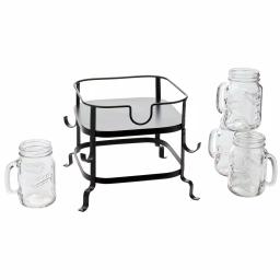 Unbranded Mason Craft and More 6-Piece Glass Beverage Dispenser Set with Metal Rack and 16 oz. Mugs thumbnail 4