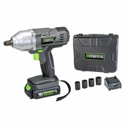 Genesis 20V Lithium-Ion Impact Wrench Kit with LED Light, 2Ah Battery, Charger, 4-Piece Socket Set and Case thumbnail 1
