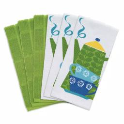 RITZ T-fal 6-Piece Multicolor Cotton Kitchen Dish Towel Set, Printed and Solid thumbnail 1