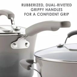 Rachael Ray Classic Brights 19-Piece Sea Salt Gray Nonstick Cookware Set with LocknLock Containers thumbnail 6