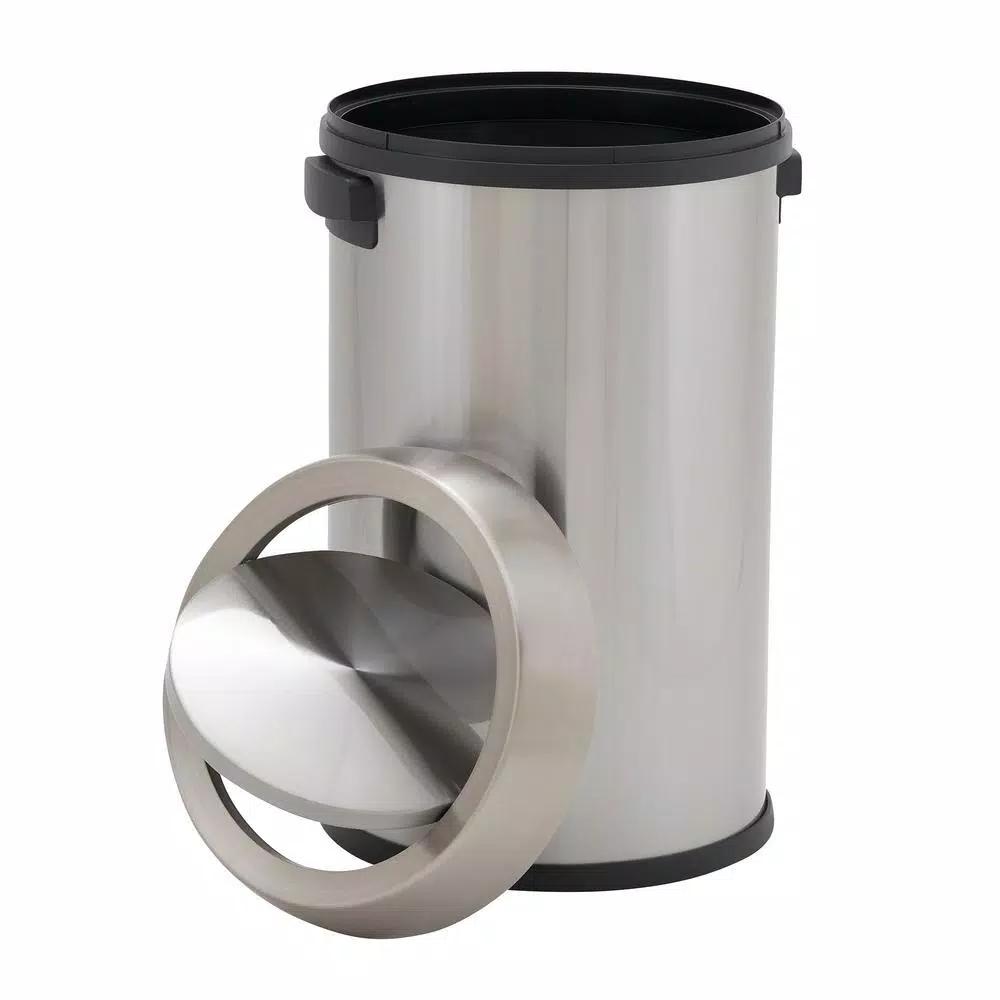 Household Essentials Design Trend 65L 17 Gallon Stainless Steel Commercial Round Trash Can with Swing Lid
