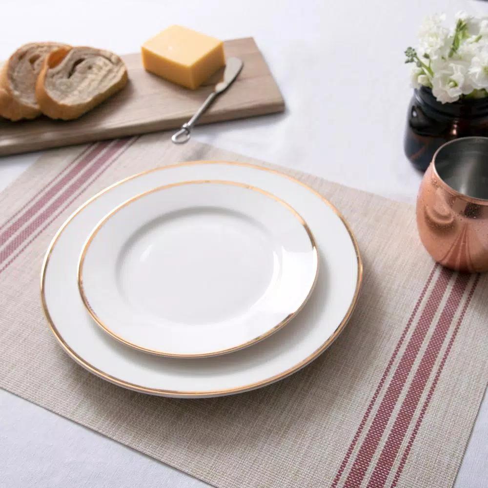 RITZ Red Stripe Reversible Woven Indoor Outdoor Placemats, 19 x 13 in, Set of 12