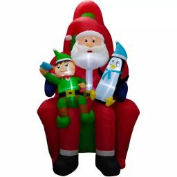 Fraser Hill Farm 10 ft. Pre-Lit Santa, Elf and Penguin Christmas Inflatable thumbnail 5