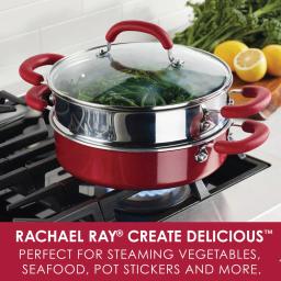 Rachael Ray Create Delicious 3 qt. Aluminum Nonstick Steamer Set, Red Shimmer thumbnail 2