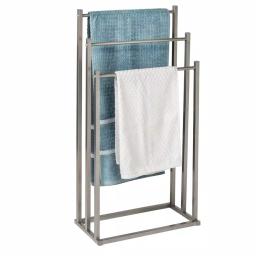 Honey-Can-Do Silver 3-Tier Freestanding Bathroom Towel Rack, Modern Angular Steel Design thumbnail 2