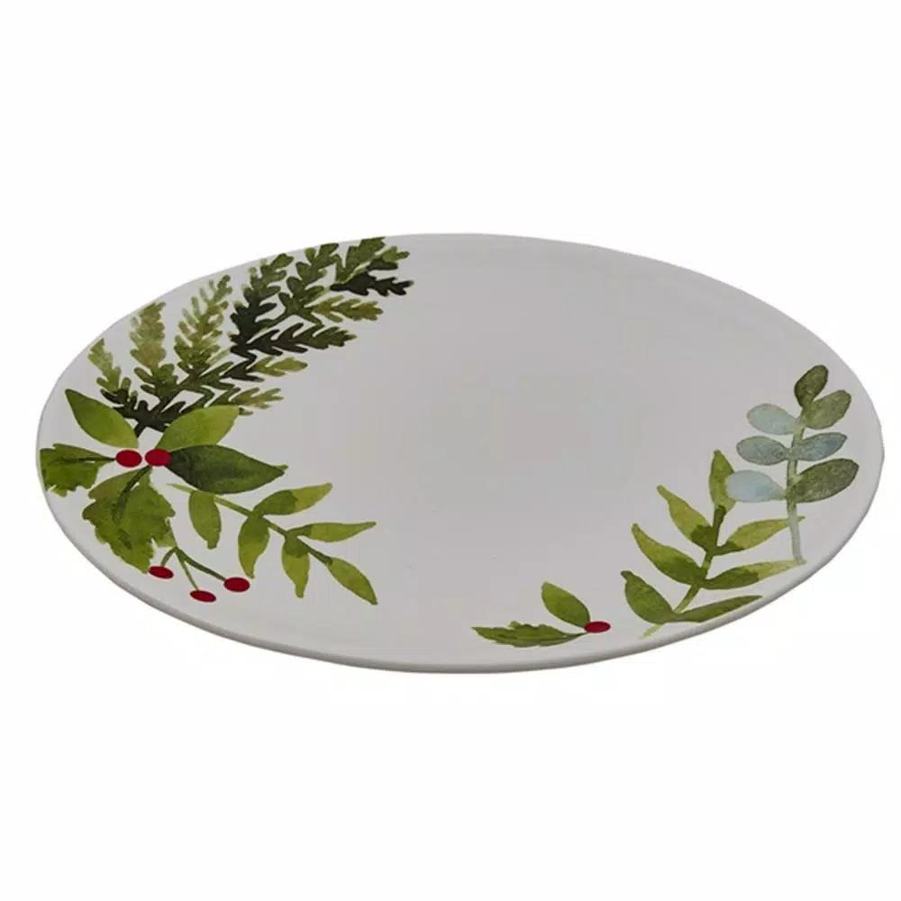 Split P Winterberry Ceramic Botanical Pattern Serving Platter, 15.5 in.