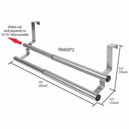 Unbranded Expandable 2-Tier Steel Over the Cabinet Door Towel Rack - Silver thumbnail 4