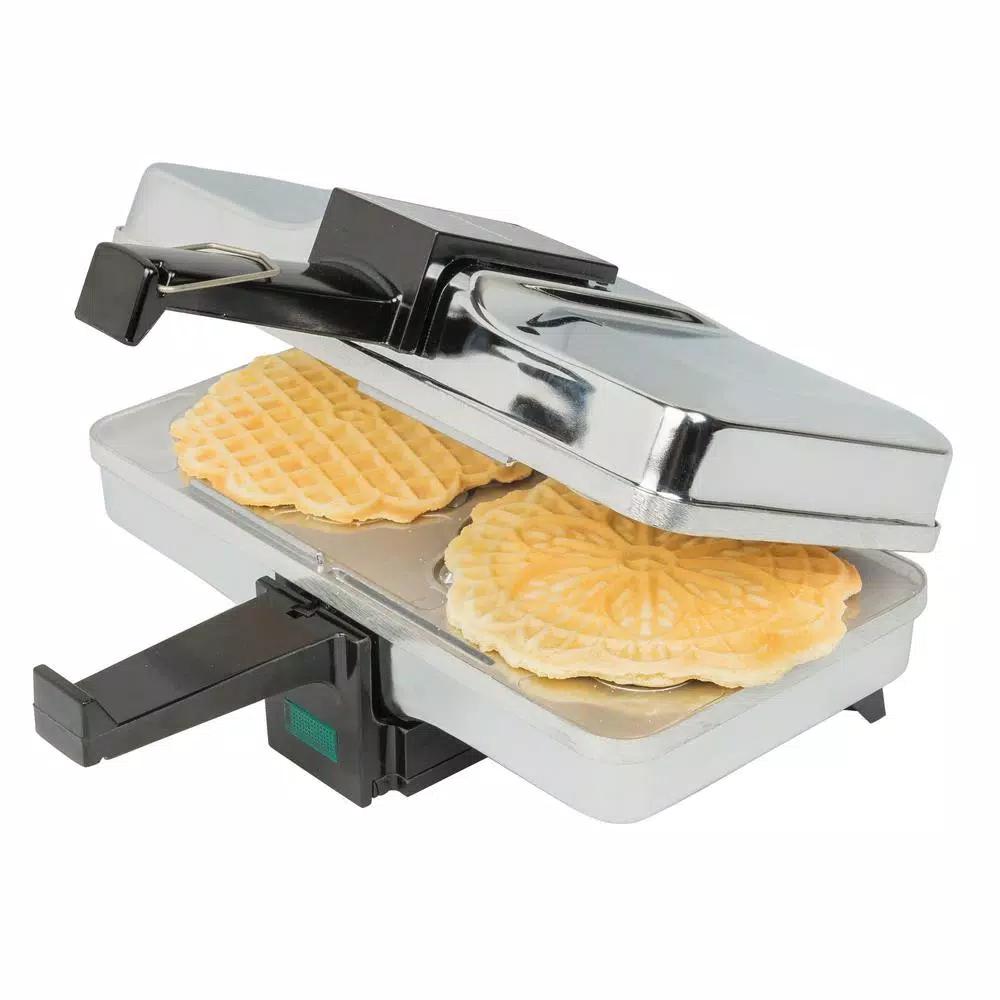 CucinaPro 2-Waffle Stainless Steel Pizzelle Maker, 5-inch Traditional Italian Waffle Iron