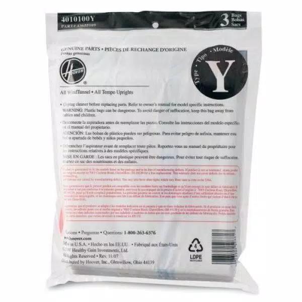 Hoover Type Y Allergen Filtration Vacuum Bags, 3-Pack