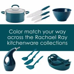 Rachael Ray 4 qt. Cast Iron Casserole Dish with 10 in. Griddle Lid, Teal Shimmer thumbnail 4