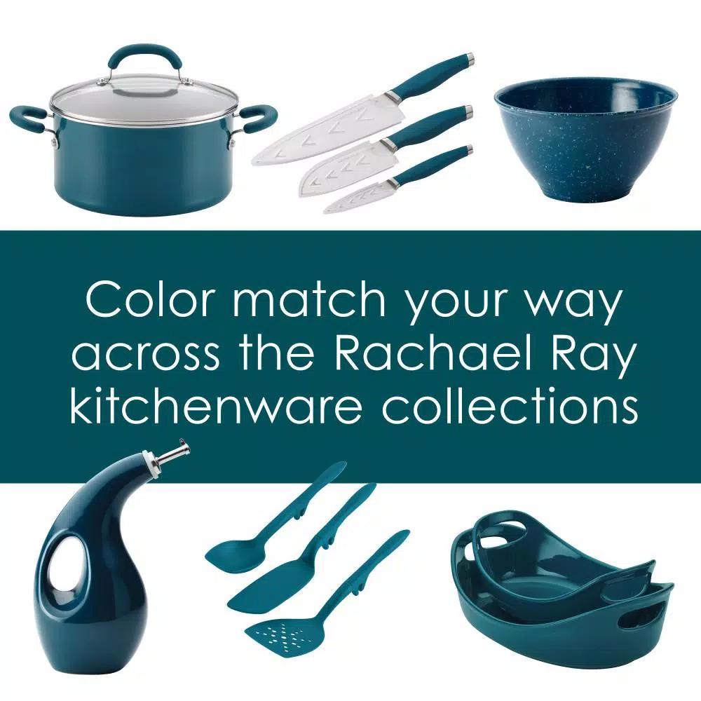 Rachael Ray 4 qt. Cast Iron Casserole Dish with 10 in. Griddle Lid, Teal Shimmer