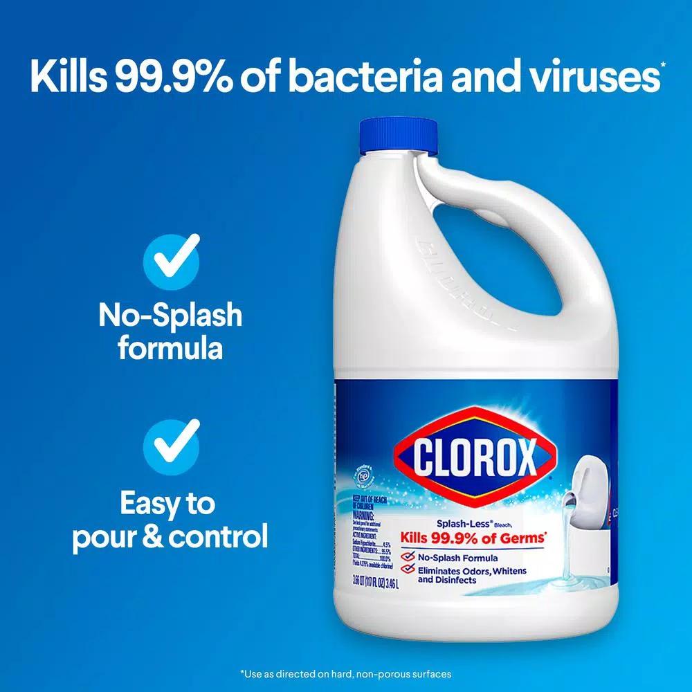 Clorox Splash-Less Concentrated Regular Liquid Bleach Cleaner, 117 fl. oz.