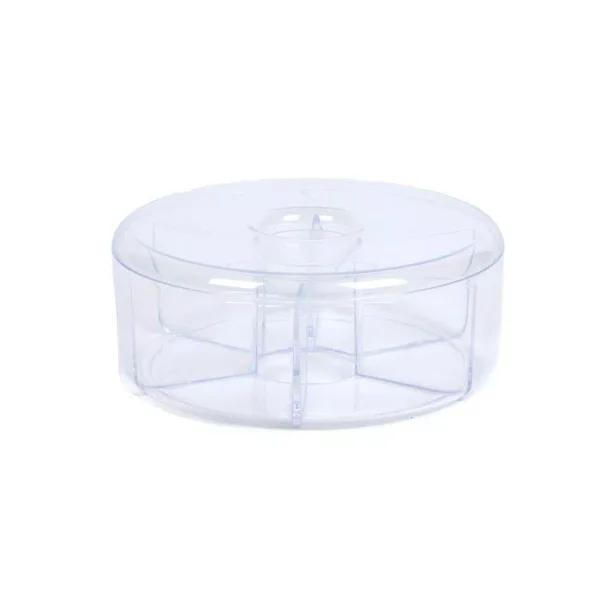Mind Reader Clear Acrylic 6-Compartment Tea Bag Organizer with Lid, Round Pantry Storage Container