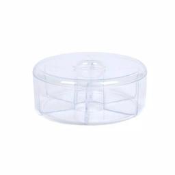 Mind Reader Clear Acrylic 6-Compartment Tea Bag Organizer with Lid, Round Pantry Storage Container thumbnail 1