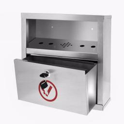 Alpine Industries Stainless Steel Wall Mounted Cigarette Disposal Station thumbnail 2