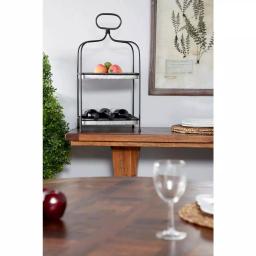 LITTON LANE Large 2-Tier Rectangular Metal Serving Tray with Handle - Black and Silver Farmhouse Decor thumbnail 1