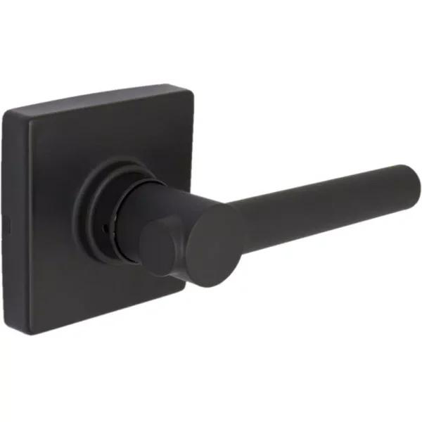 Defiant Highland Matte Black Passage Door Lever with Square Rose