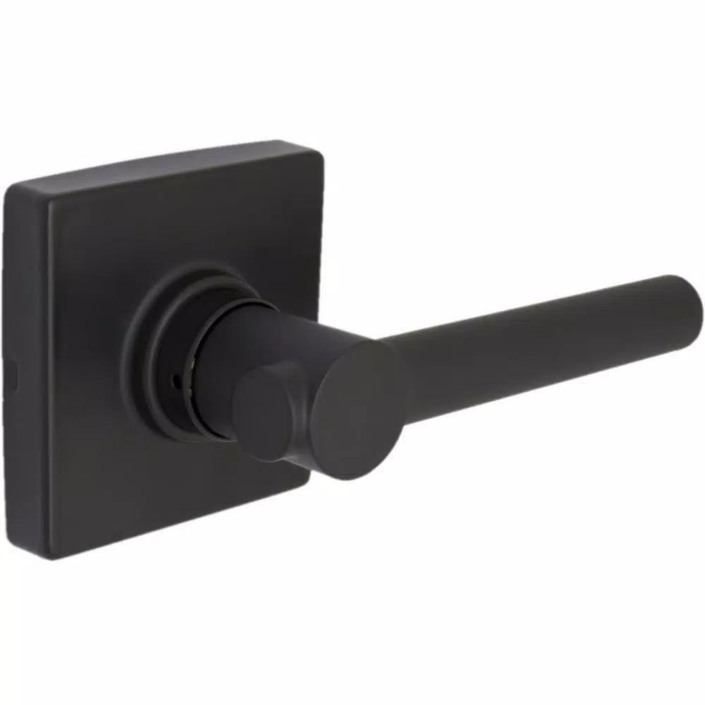Defiant Highland Matte Black Passage Door Lever with Square Rose