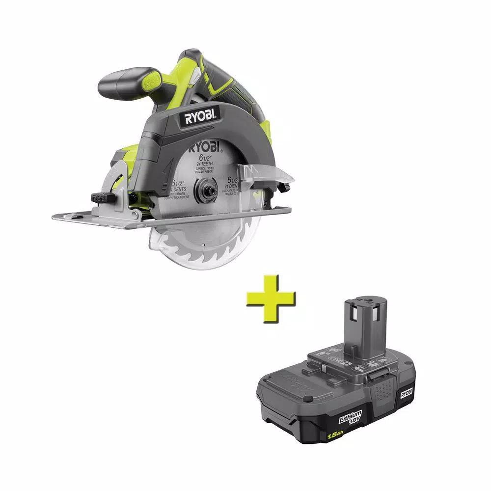 RYOBI 18V ONE+ 6-1/2 in. Cordless Circular Saw with 1.5 Ah Lithium-Ion Battery