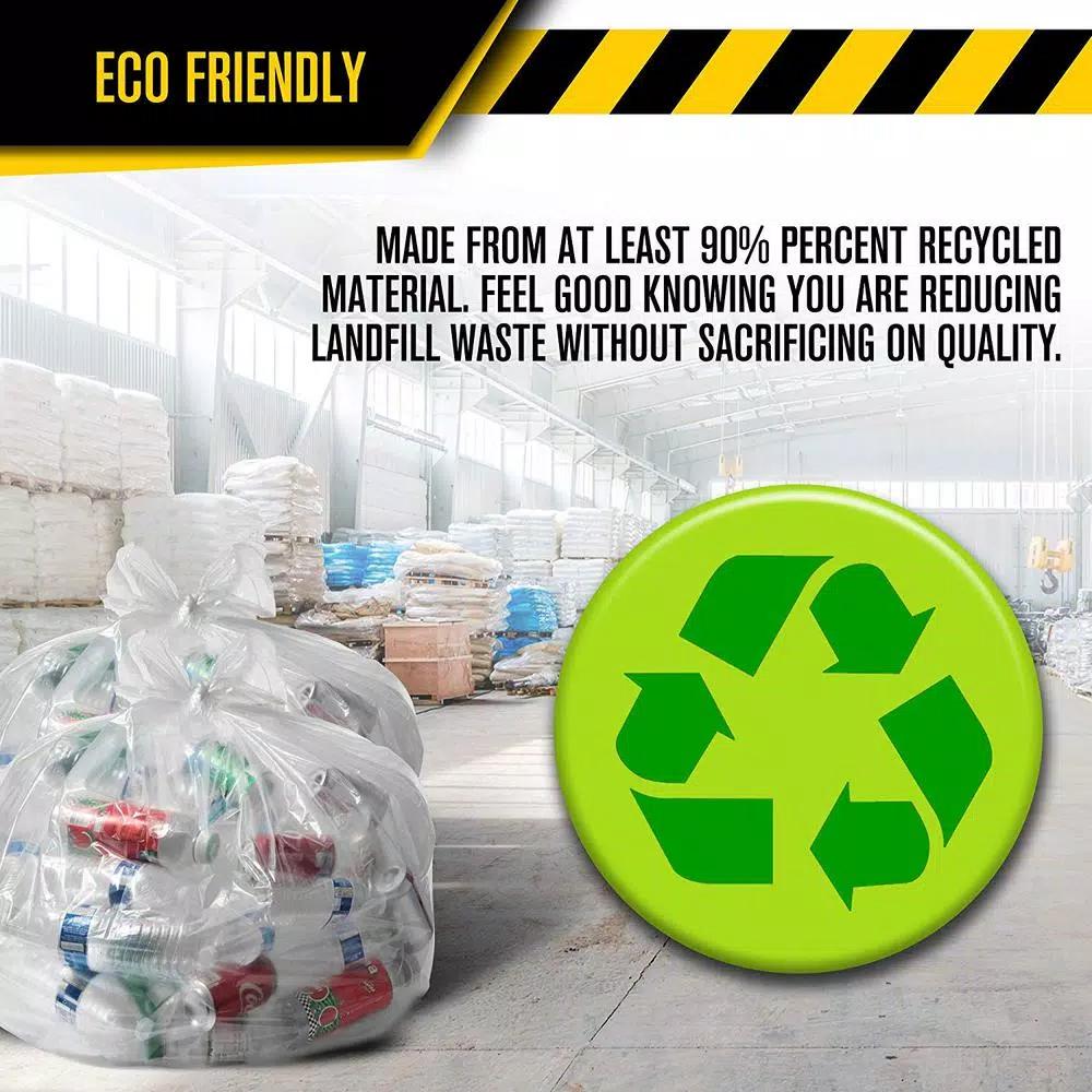Ultrasac 45-Gallon Clear Heavy Duty Recycling Bags, 1.1 Mil Thick, 100-Count