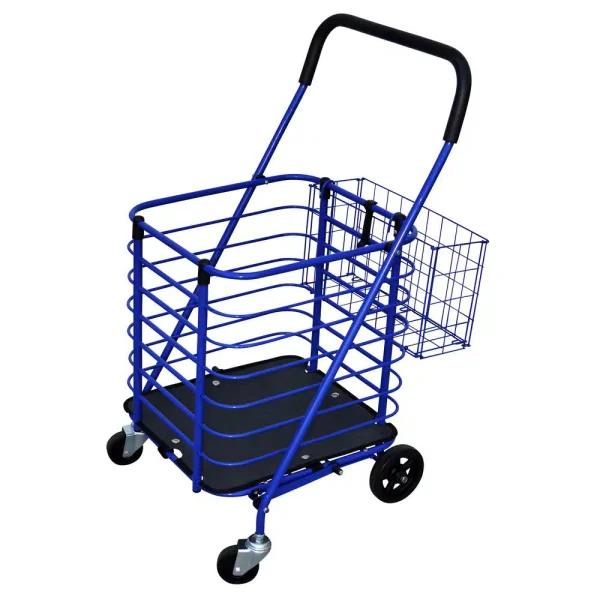 Milwaukee Steel Blue Shopping Cart with Accessory Basket - 50 lb Capacity
