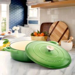 Crock-Pot Artisan 5 Qt. Round Enameled Cast Iron Braiser Pan with Self-Basting Lid, Pistachio Green thumbnail 3