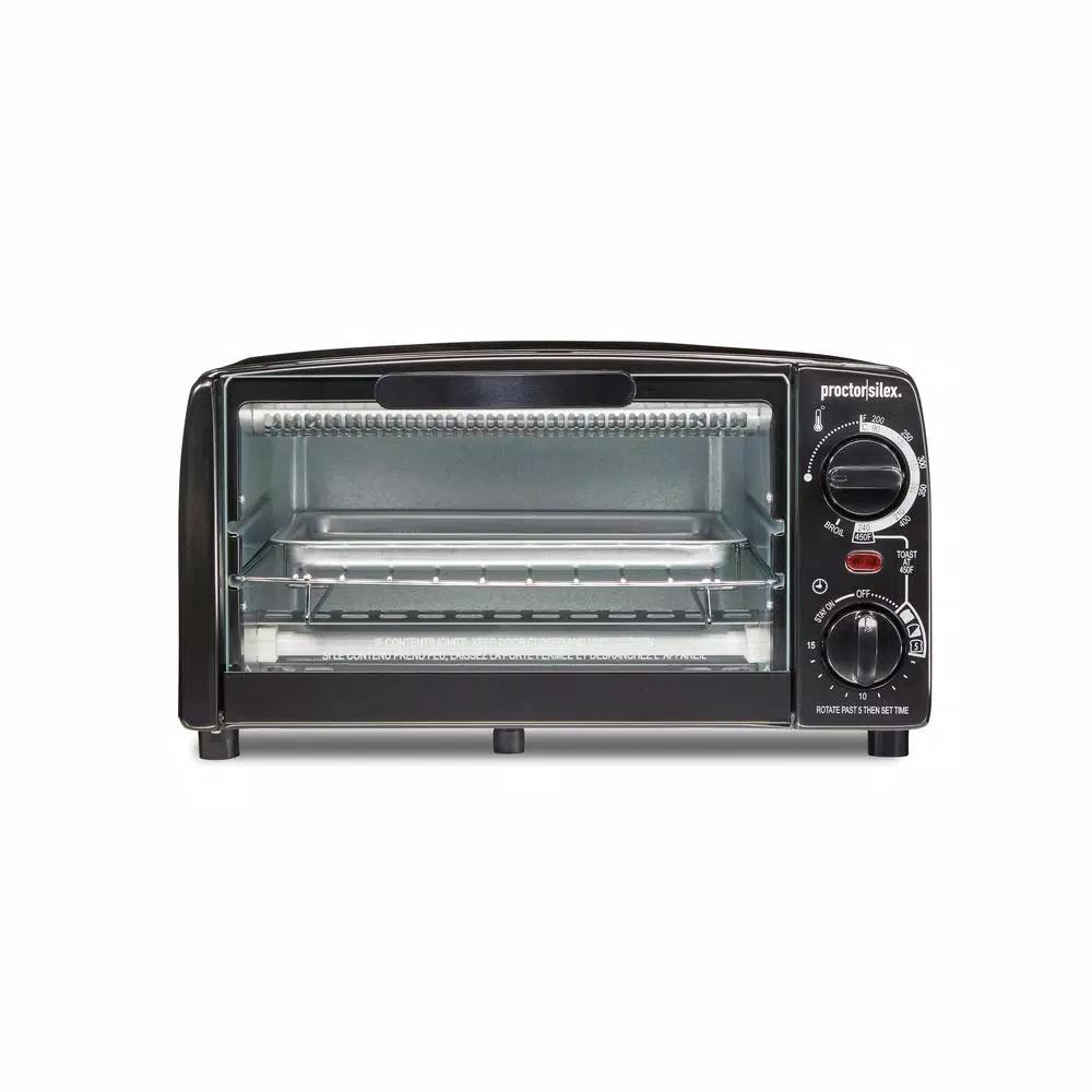 Proctor Silex 31118 4-Slice Toaster Oven Broiler, 1000W, Black
