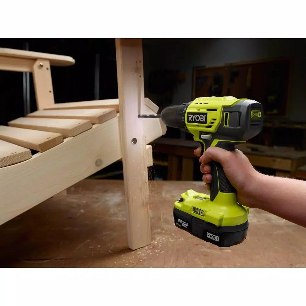 RYOBI 18V ONE+ 1/2 in. Cordless Drill Driver Kit with (2) 1.5 Ah Batteries, Charger, Bag & 70-Piece Impact Bit Set