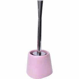 Unbranded Light Pink Toilet Bowl Brush with Holder, Modern Polypropylene Design with Chrome Finish Handle thumbnail 1